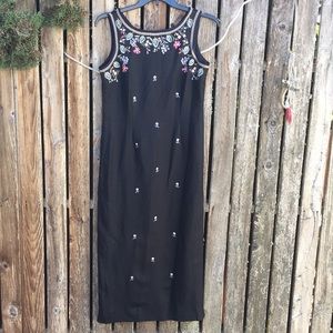 90s Jennifer Eden Dress 10 Maxi Embroidery Black